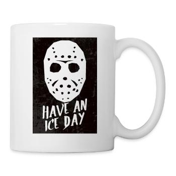 Masque de hockey ayez une affiche de jour de glace - Mug blanc - blanc - Droite