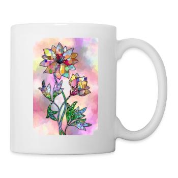 Bunte Blumen - Tasse - Weiß - Rechts