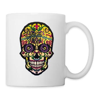 tete de mort mexicaine skull crane fantaisie mexic - Mug blanc - blanc - Droite