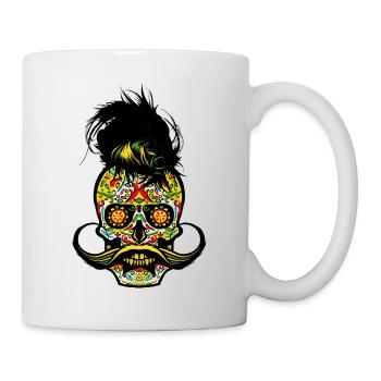 tete de mort mexicaine hipster moustache mexique m - Mug blanc - blanc - Droite