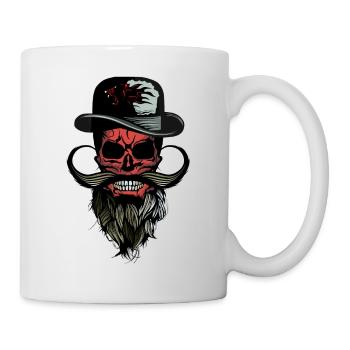 head of death hipster hat panther bearded mustache - Mug - white - Right