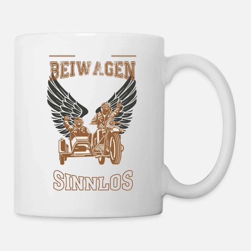 Motorrad Beiwagen Leben sinnlos - Geschenk - Tasse - Weiß