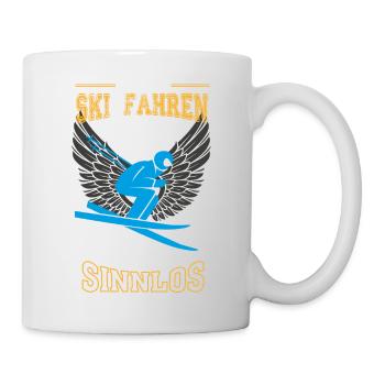 Skifahren Ski Skifahrer Leben sinnlos - Geschenk - Tasse - Weiß - Rechts