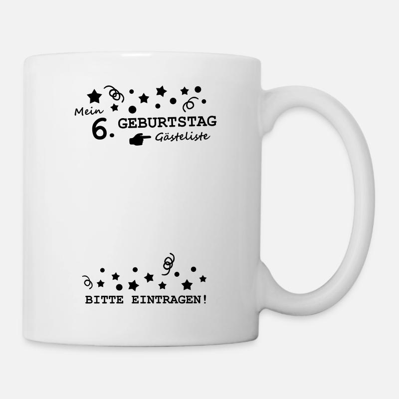 6. Geburtstag Gästeliste Geschenk Jungen Mädchen - Tasse - Weiß