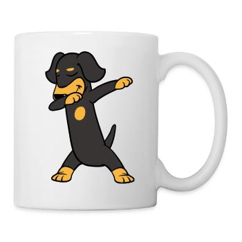 Dabbing Dab Dachshund Teckel Dackel Hund Tanzen - Tasse - Weiß - Rechts