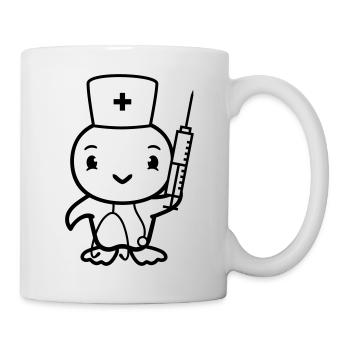Ente Krankenschwester Küken Vogel Spritze spritzen - Tasse - Weiß - Rechts