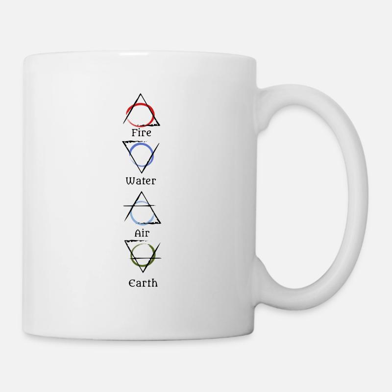 Elemente - Feuer Wasser Erde Luft - Tasse - Weiß