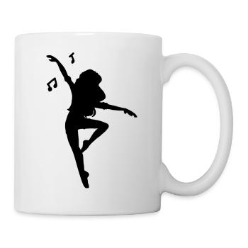 silhouette dancing woman. Sheet music in the dance - Mug - white - Right