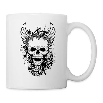 skull with wings - Mug - white - Right