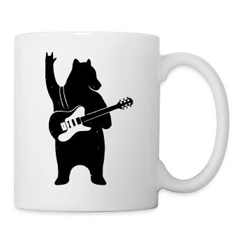 ROCK & ROLL ROCKER BEAR ANIMAL FUN GUITAR MUSIC - Mug - white - Right