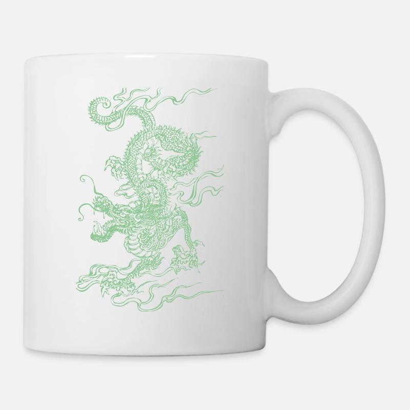 Grüner chinesischer Drachen - Tasse - Weiß