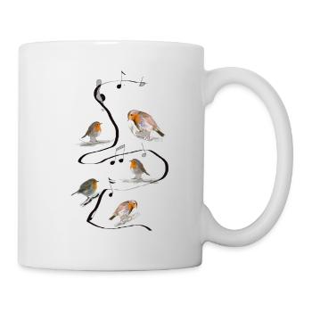 Robins, musique, mélodie - Mug blanc - blanc - Droite