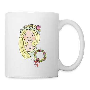 Mittelalter, Blumenmädchen, blond, Rose - Tasse - Weiß - Rechts