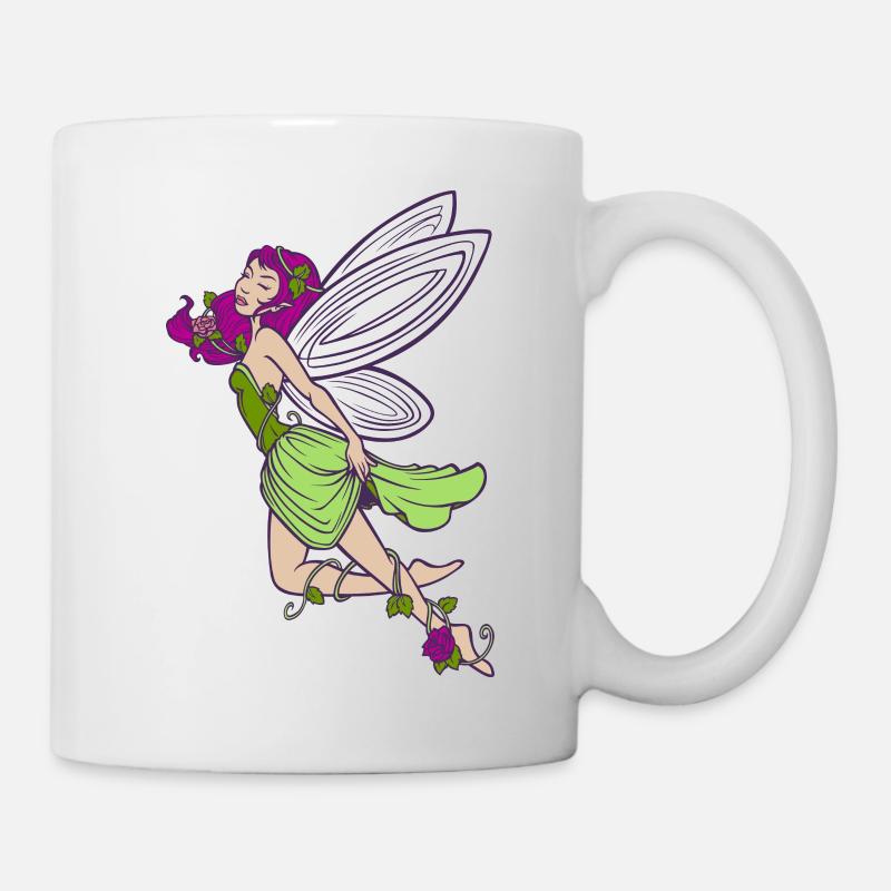Fairy elf with roses - Mug - white