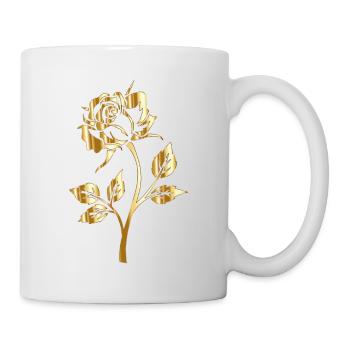 EINE ROMANTISCHE GOLDENE ROSE - Tasse - Weiß - Rechts