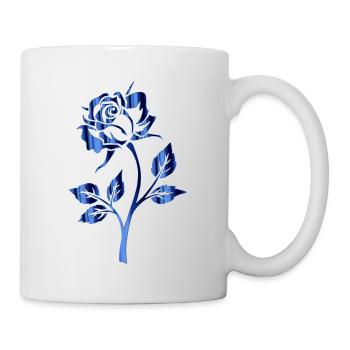 ROSE FLEUR MODERNE métallisé BLEU - Mug blanc - blanc - Droite