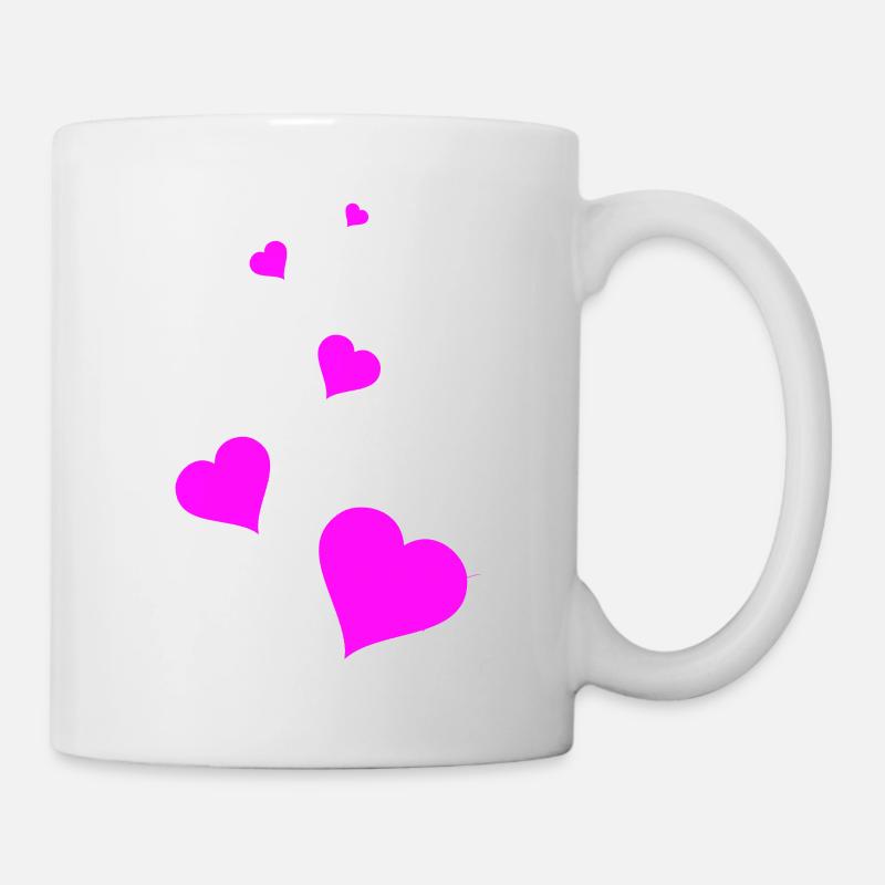 Herzen pink - Tasse - Weiß