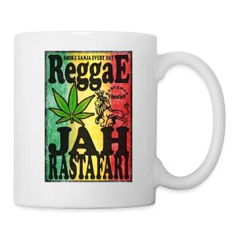 smoke ganja every day reggae jah rastafari - Mug blanc - blanc - Droite