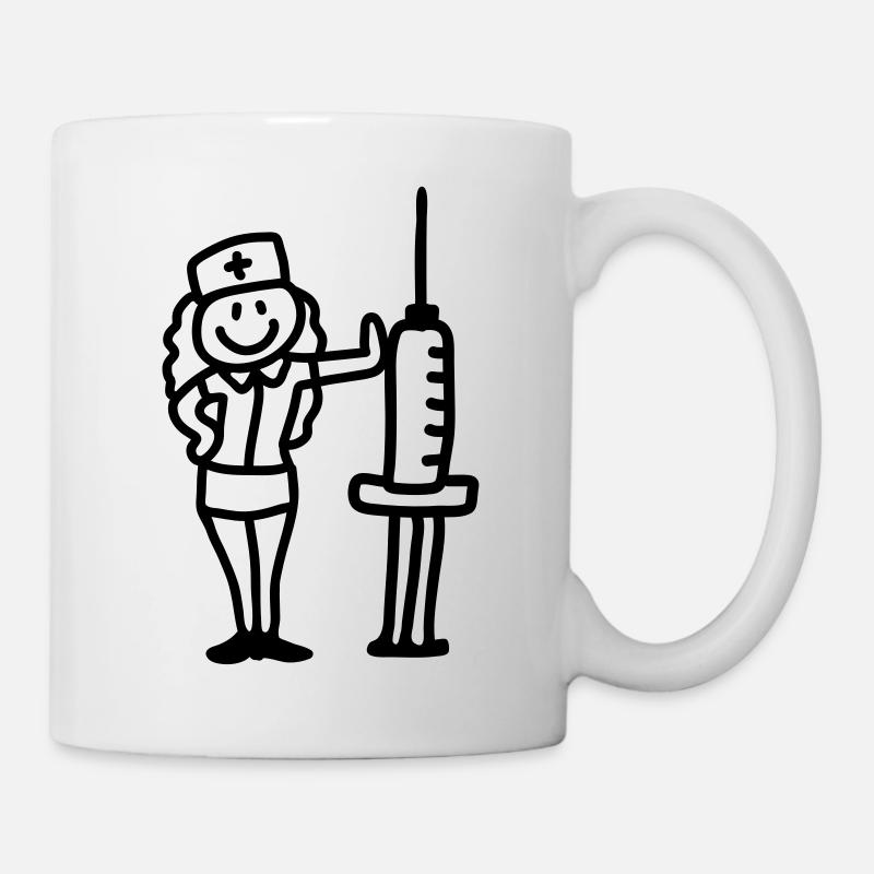 Infirmière médecin avec une seringue - ligne - Mug blanc - blanc