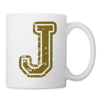 J - Buchstabe - Tasse - Weiß - Rechts
