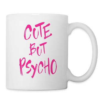 Cute But Psycho - Horror Motiv in Pink - Tasse - Weiß - Rechts