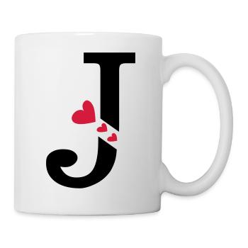 Capital letter J with hearts - Mug - white - Right