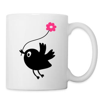 Fliegende Vögel halten Blume - Tasse - Weiß - Rechts