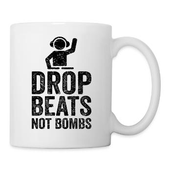 DROP BEATS DJ DJANE lustiger Spruch Techno EDM - Tasse - Weiß - Rechts