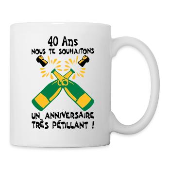 40 ans bouteille petillant anniversaire - Mug blanc - blanc - Droite
