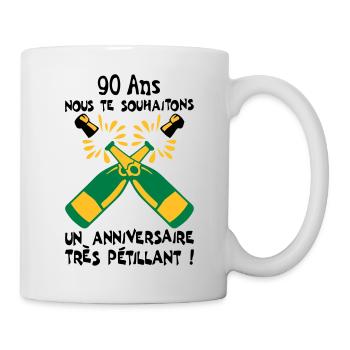 90 ans bouteille petillant anniversaire - Mug blanc - blanc - Droite