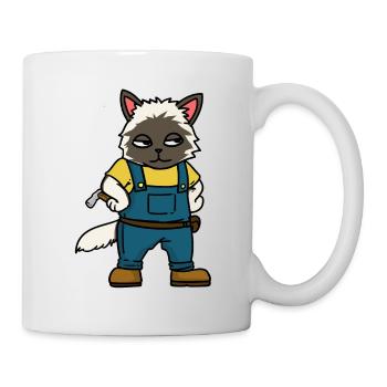 Craftsmen Construction site Carpenter Professions Cat - Mug - white - Right