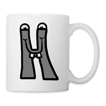Buchstabe H Comic Gesicht Lustig Monster - Tasse - Weiß - Rechts