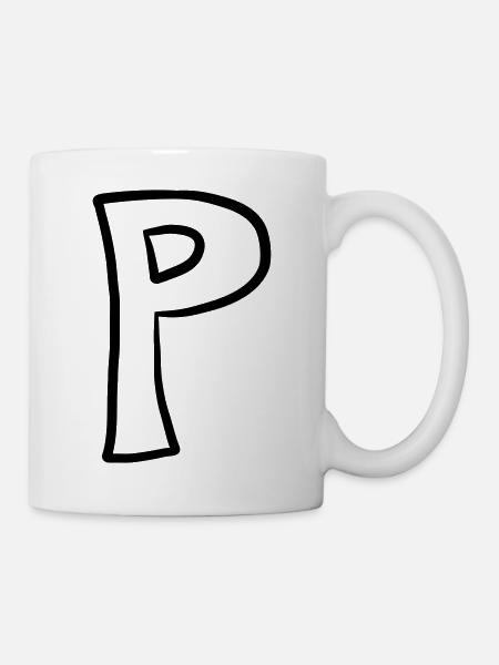 Dessin animé comique lettre P - Mug blanc - blanc