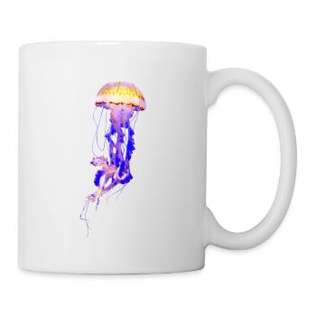 Farbige Qualle Freisteller Lila Gelb - Tasse - Weiß - Rechts
