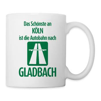 Autobahn nach Gladbach - Anti Köln - Tasse - Weiß - Rechts