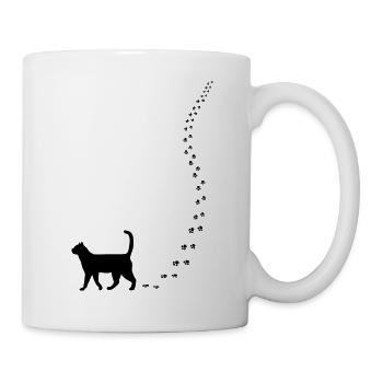 Katze Cat Kätzchen Kitty Fussspur Pfote - Tasse - Weiß - Rechts