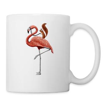 The croissant rides on the famous flamingo - Mug - white - Right