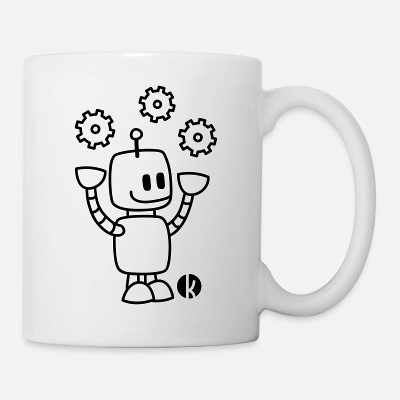 Happy Juggling Robot - Tasse - Weiß