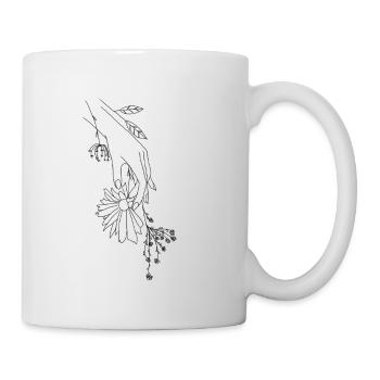 Main avec des fleurs. - Mug blanc - blanc - Droite