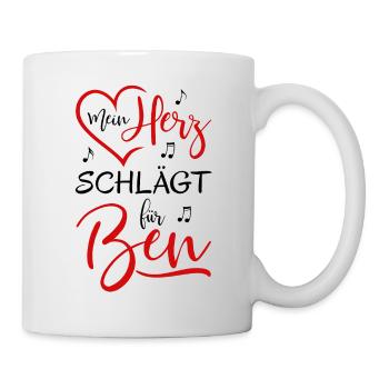 My heart beats red for Ben - Mug - white - Right