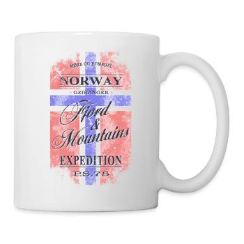 Norway Geiranger Fjord - Vintage Flag - Mug - white - Right