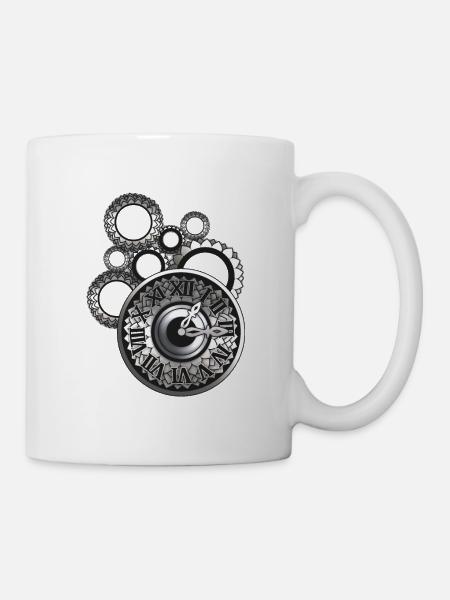 Uhr Silber - Tasse - Weiß