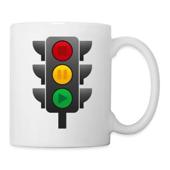 Feu de circulation (arrêt, pause, lecture) - Mug blanc - blanc - Droite