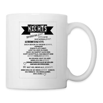 Nichts - Geschenkidee Nichts schenken Text - Tasse - Weiß - Rechts