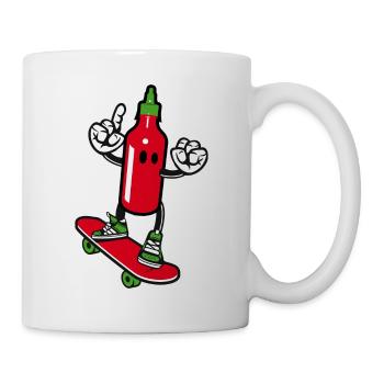 Chilisauce auf Skateboard - Tasse - Weiß - Rechts