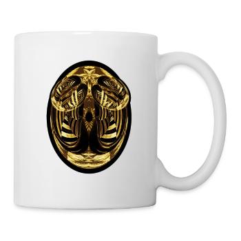 Oval face abstract gold and black - Mug - white - Right