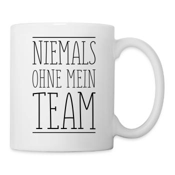 niemals ohne mein team - Tasse - Weiß - Rechts