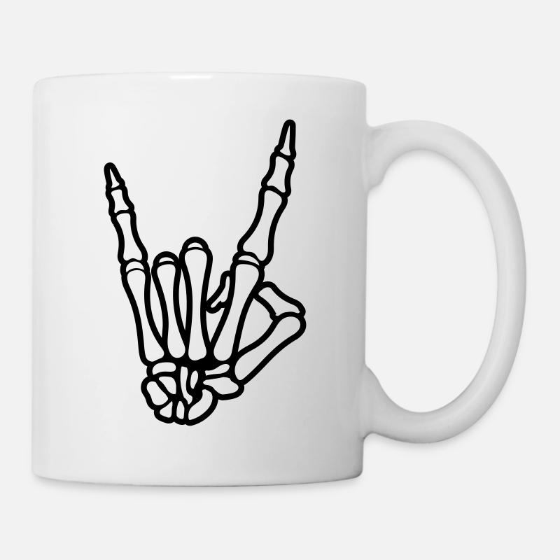 skull hand party symbol rock - Tasse - Weiß