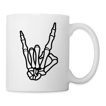 skull hand party symbol - Tasse - Weiß - Rechts
