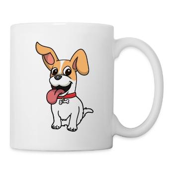 Funny dog dogs pets happy children - Mug - white - Right